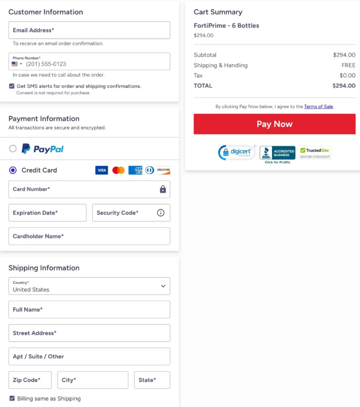 Forti Prime Secure Payment and Billing Interface Preview